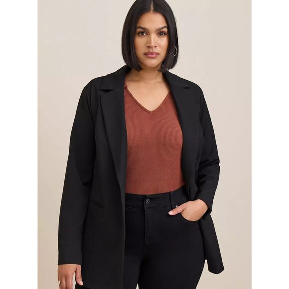 Torrid Studio Luxe Long Line Blazer • Black • Size 5X - Picture 4 of 10